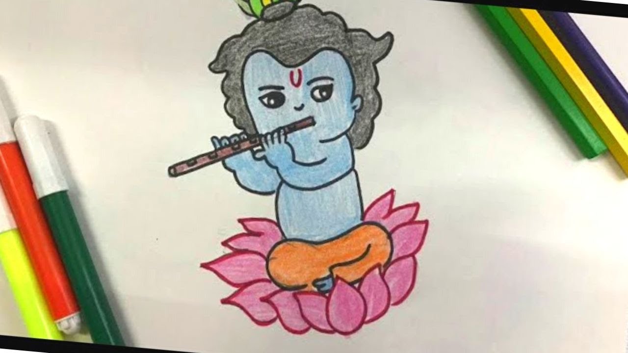 easy simple drawing of krishna