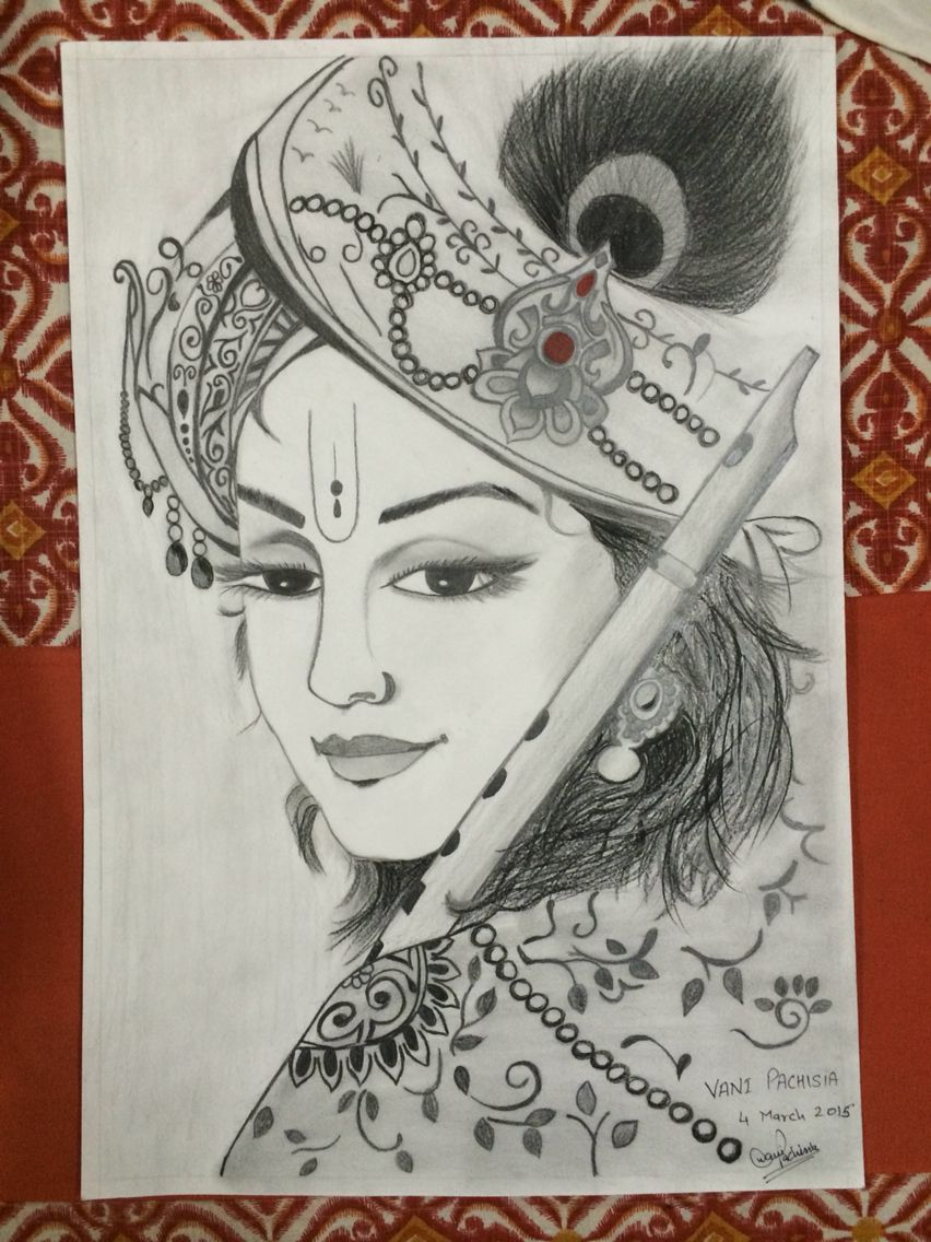 krishna drawing pencil easy