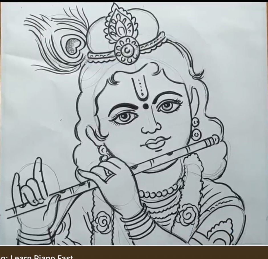 krishna drawing pencil easy