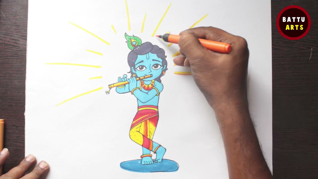 easy simple drawing of krishna