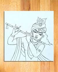 cute krishna drawings pencil