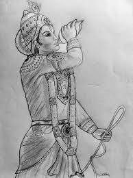 cute krishna drawings pencil