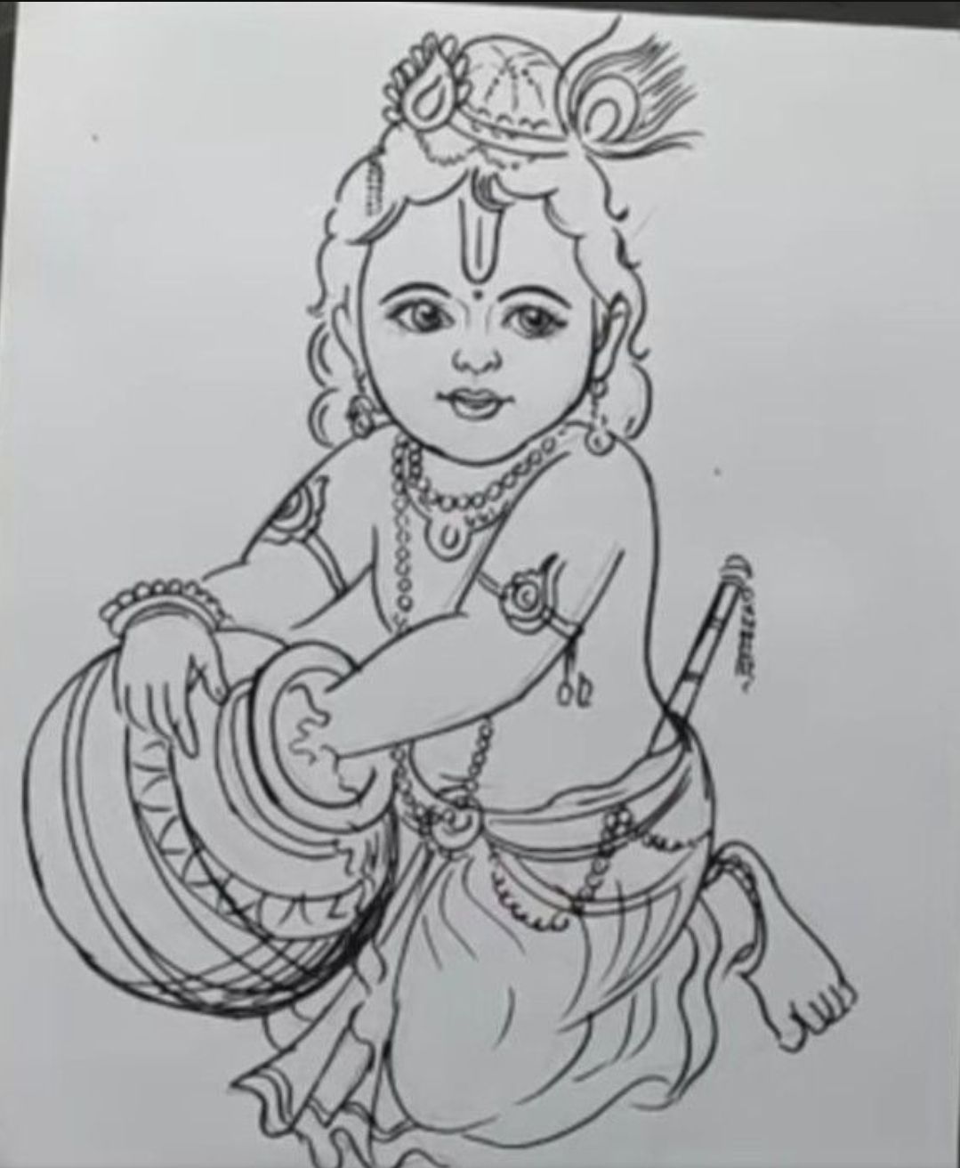 krishna drawing pencil easy