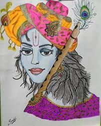 drawing of god krishna