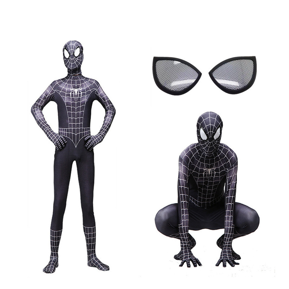 Mens Spiderman Costume, Halloween Marvel Series Black Spiderman 3