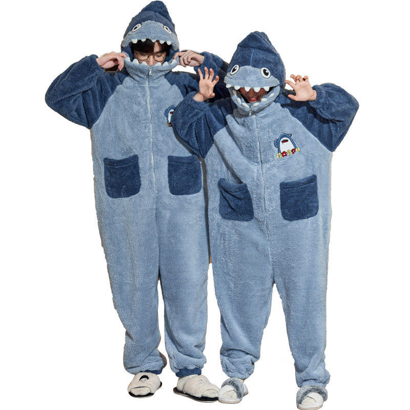 Shark Onesie, Couple's Autumn Winter Pajamas