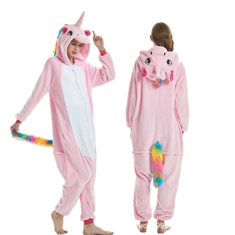 Blue & Pink Unicorn Onesie Pajamas Costume for Couple Animal
