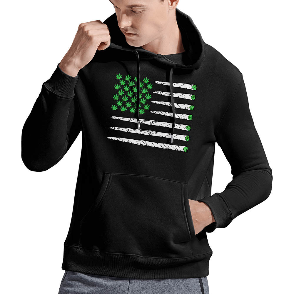 Weed Hoodies Weed Flag USA Flag Men s Pullover Hoodie