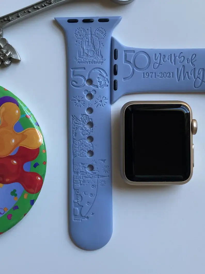 Disney World 50th Anniversary Engraved Apple Watch Band Cartoon