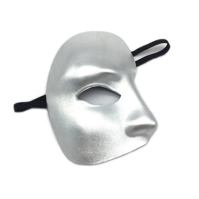 White plastic half face phantom of the opera mask - Karabu srls