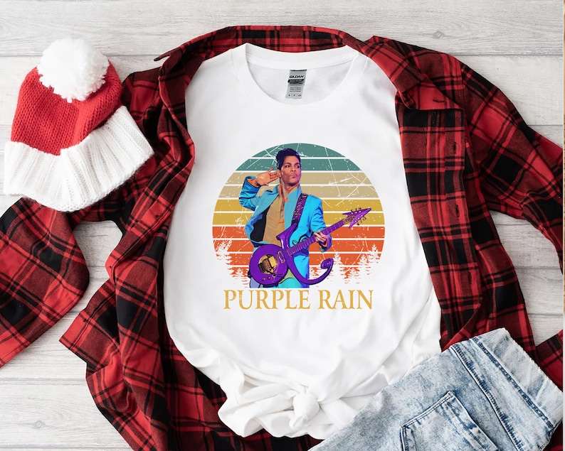 Purple Rain T-Shirt, Shirt Cotton Purple Rain Rock Tee Prince
