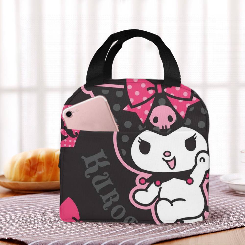 Kuromi Backpack with Lunch Box Black Background Kuromi Heat Insulated  Lunchbox