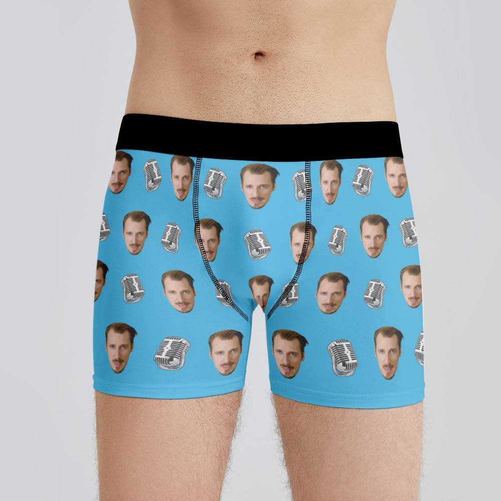 Alligatoah Boxer Custom Photo Boxer Herren Unterw?sche Mikrofon Boxer Blau