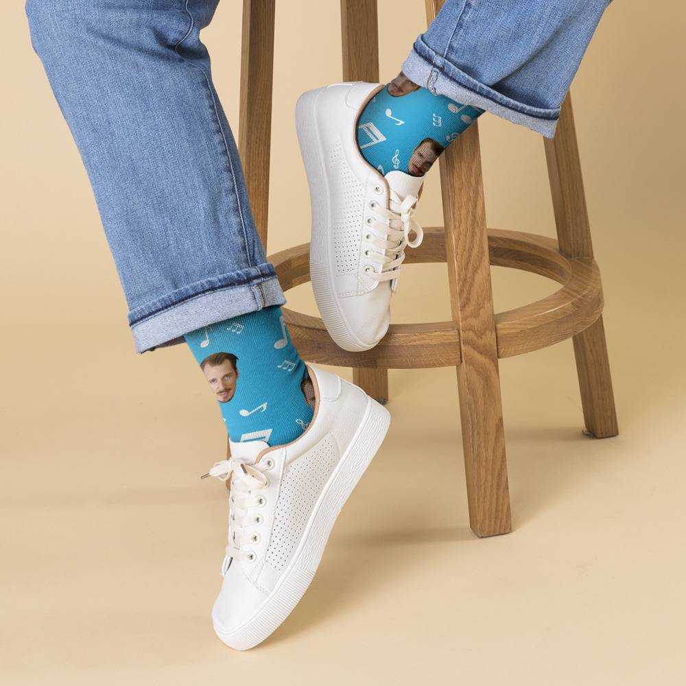 Alligatoah-socken Benutzerdefinierte Foto-socken Musiknote-socken Blau