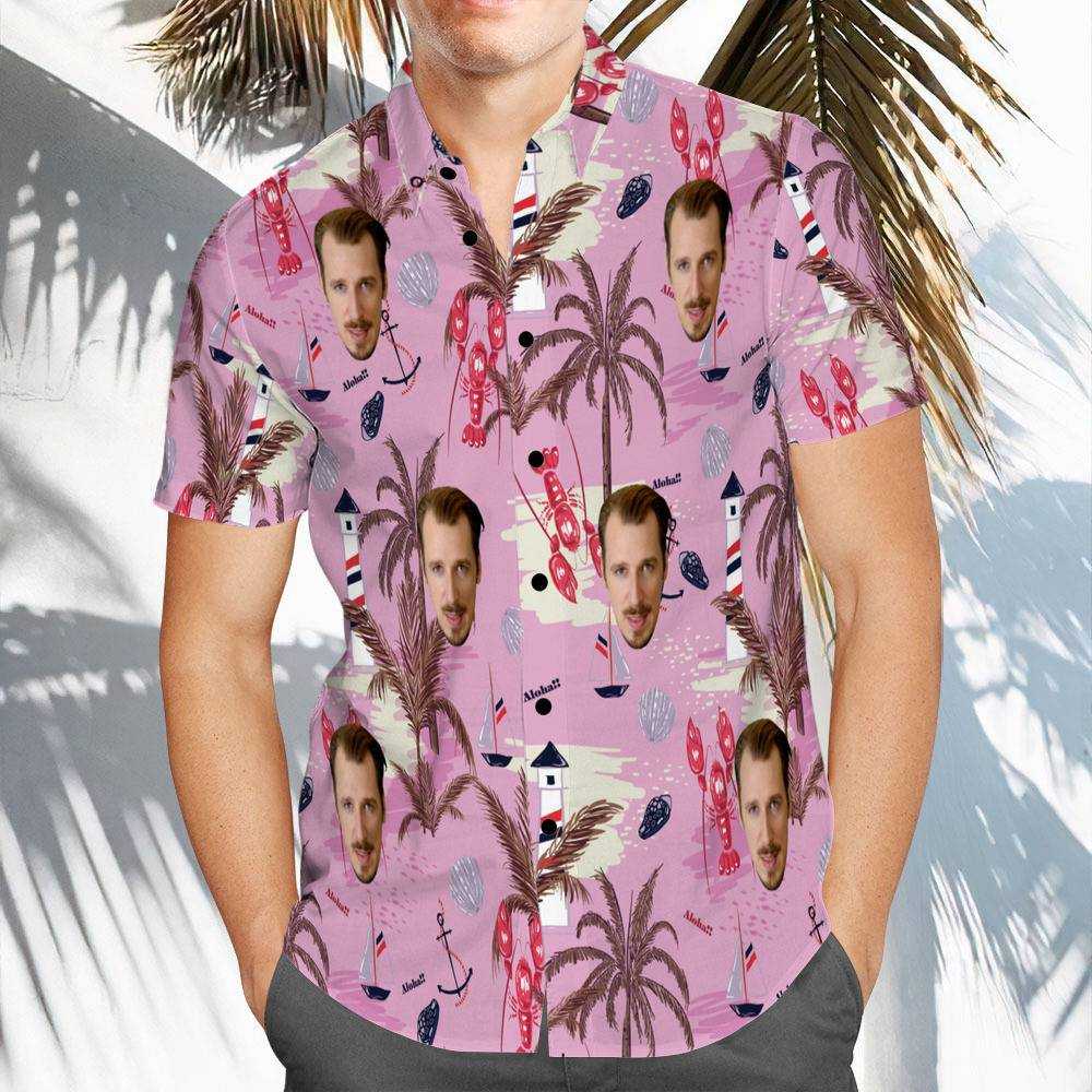 Alligatoah-hawaii-hemd Kundenspezifisches Foto-hawaii-hemd Rosa Chinoiserie-druck-hawaii-hemd
