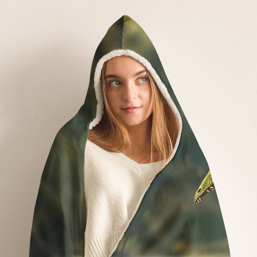 Dinosaur Blanket , Hoodie Blanket 80" x 60", Compsognathus Hooded