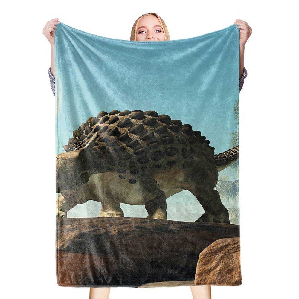 Dinosaur Blanket , Twin Blanket Size 55x80, Ankylosaurus Blanket