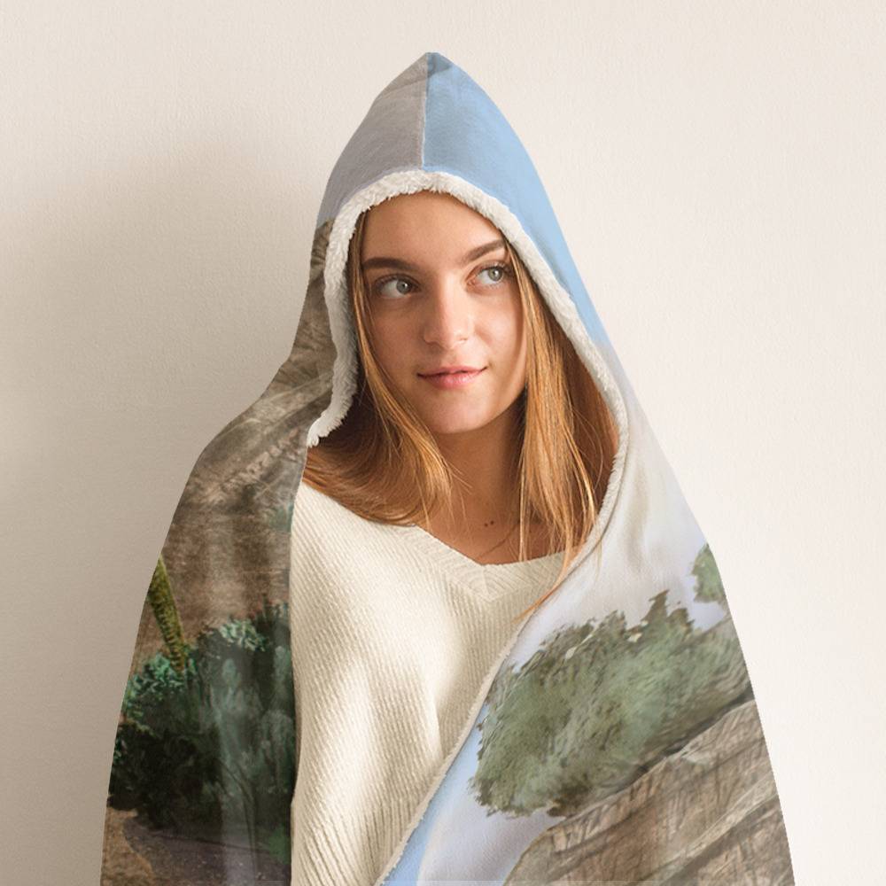 Dinosaur Blanket , Hoodie Blanket 60" x 50", Iguanodon Hooded Blanket