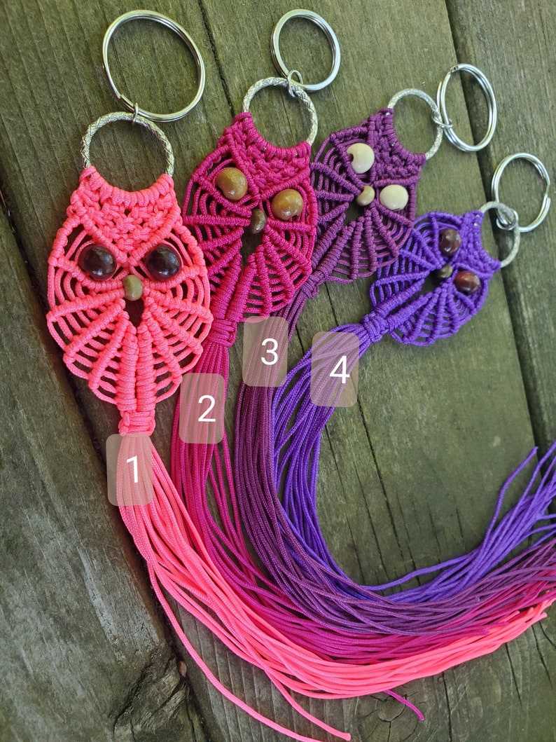 Macrame Animal Keychain, Macrame Owl keychain Macrame Animal Keychain, Macrame Owl keychain