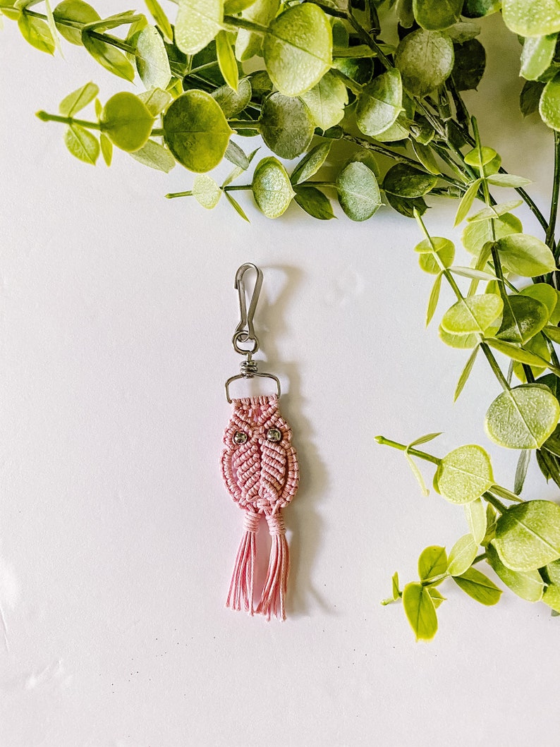 DIY Handmade Macrame Owl keychain