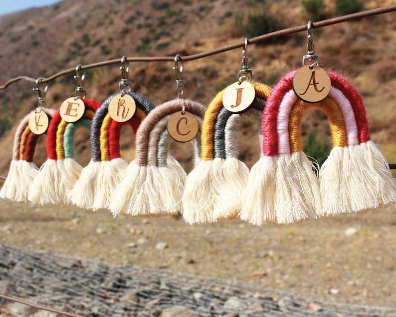 Macrame Rainbow Keychain Favors, Baby Shower Magnet Favors, Mini Tiny  Rainbow Keychain Baptism Favors 