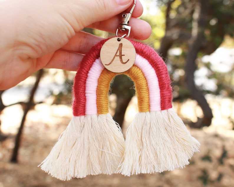 Rainbow Macrame Keychain