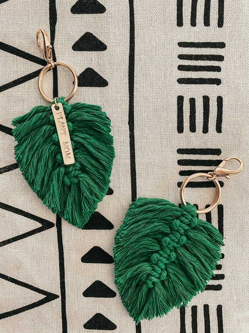 Macrame on sale leaf keychain