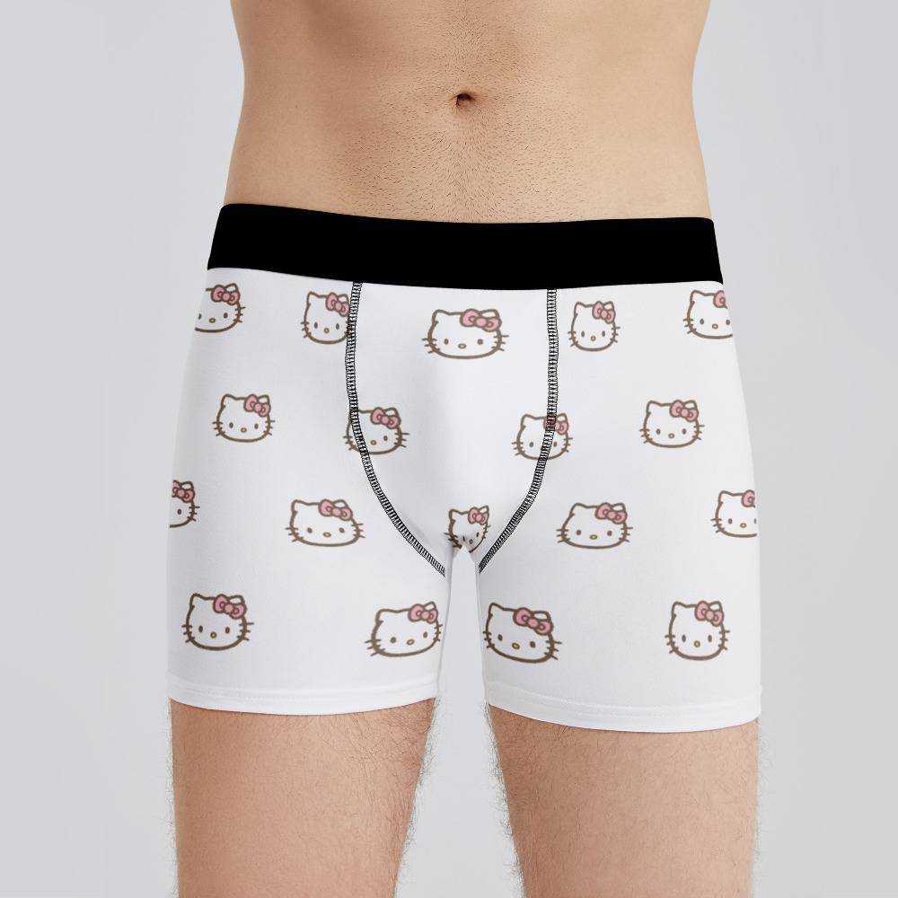Hello Kitty Boxers Custom Photo Boxers Men's Underwear Plain White Boxers