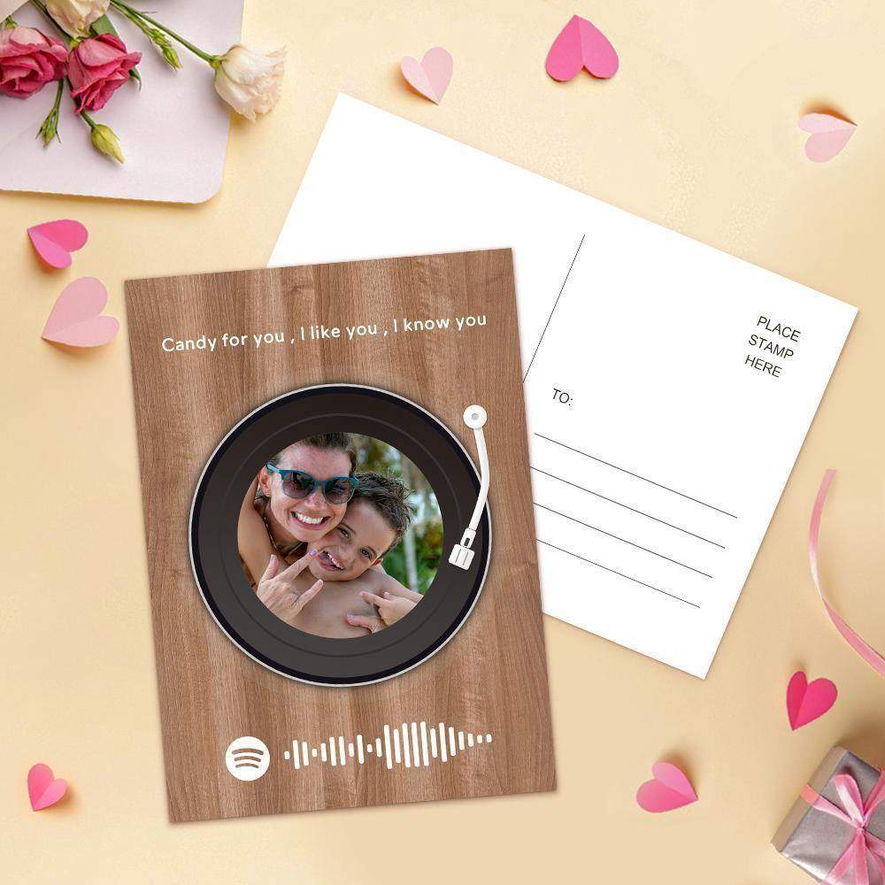 Benutzerdefinierte Spotify Code Musik Grußkarten Vinyl Record Style geformte scannbare Geschenkkarten - meinefotohandyhuelle
