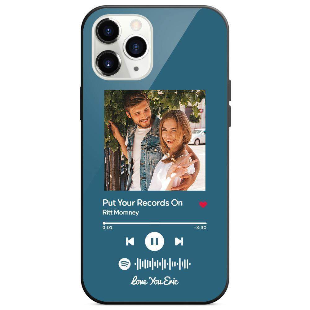 Benutzerdefinierte Spotify Code Musik iPhone Hülle Mit Text - Blau - meinefotohandyhuelle