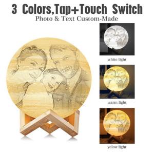 Personalisierte 3D Druck Foto&Gravierte Jupiter Lampe - Für Familie - Tippen Auf 3 Farben(10cm-20cm)