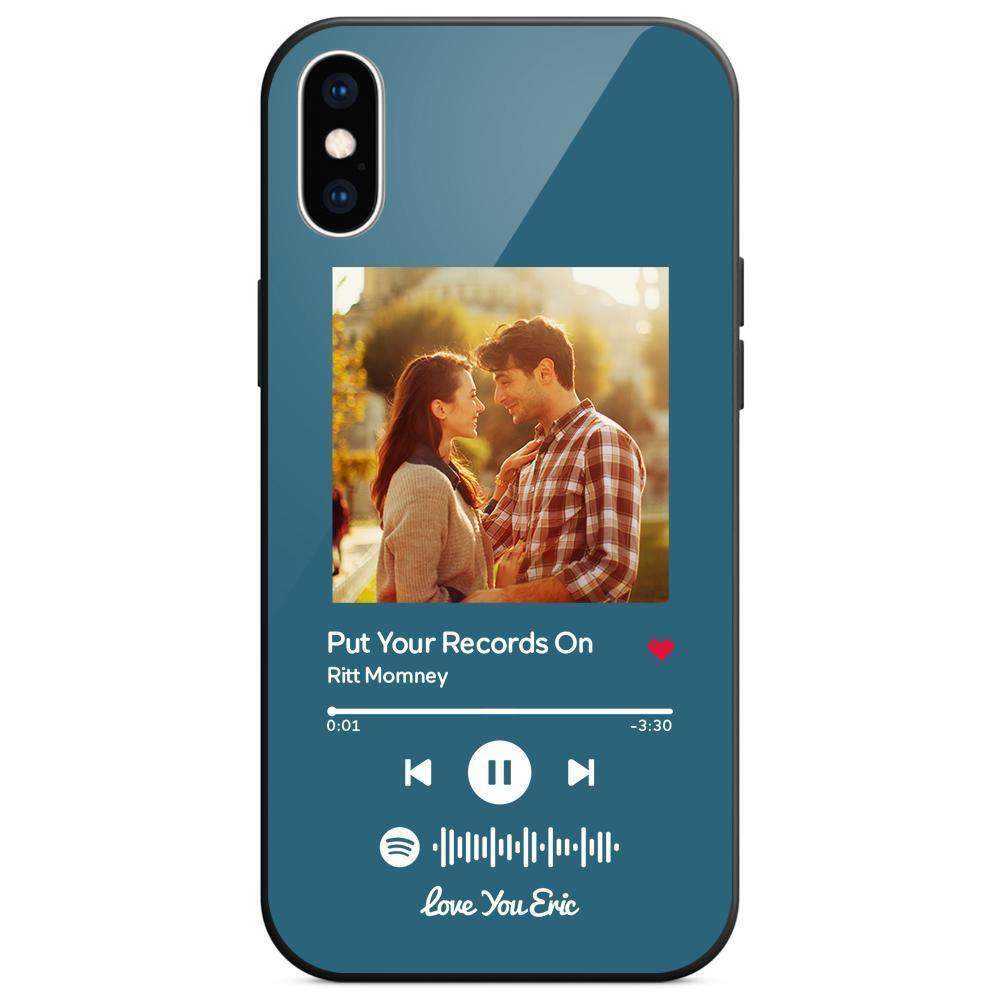 Benutzerdefinierte Spotify Code Musik iPhone Hülle Mit Text - Blau - meinefotohandyhuelle