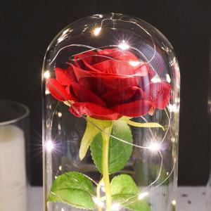 Romantische Geschenke Simulation Eternal Rose Flower Glass Cover LED Micro Landscape Geschenke für sie丨Weihnachten, Neujahr und Valentinstag