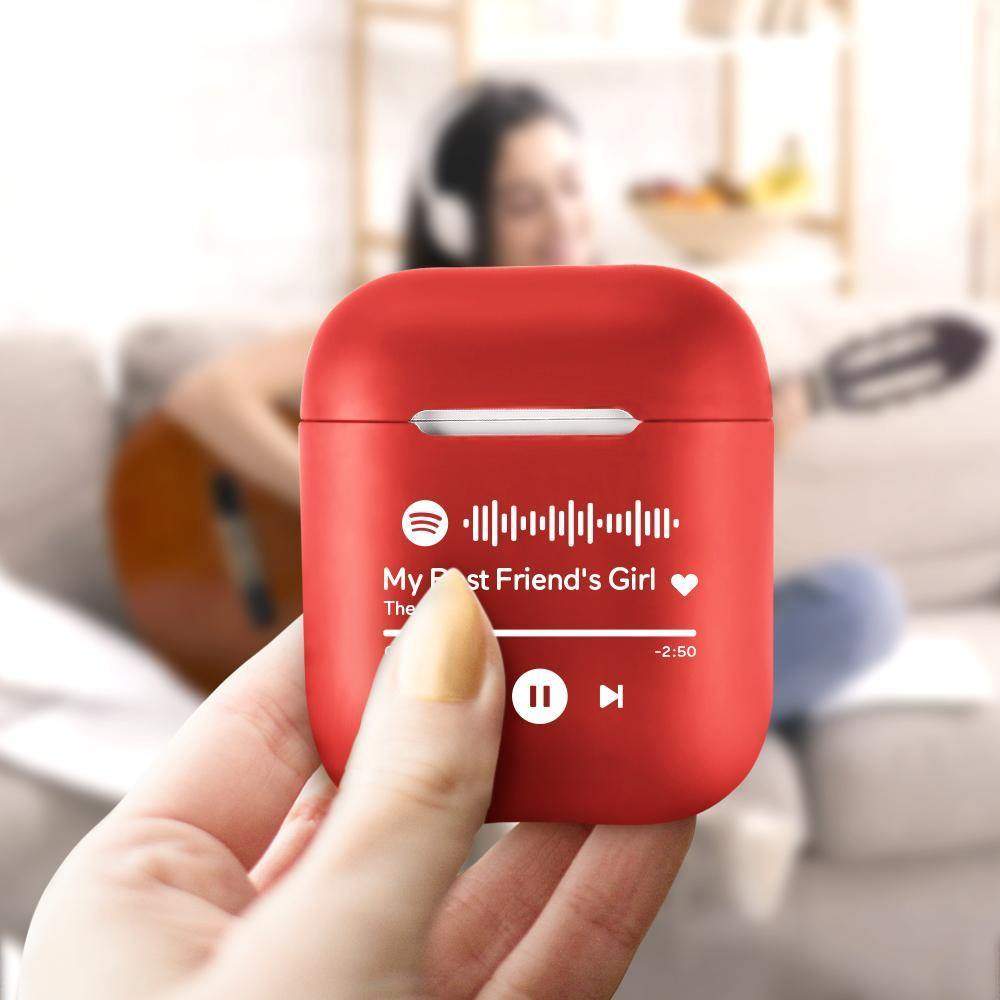 Benutzerdefinierte scannbare Spotify Code Airpods 1/2 Hülle Rot - meinefotohandyhuelle