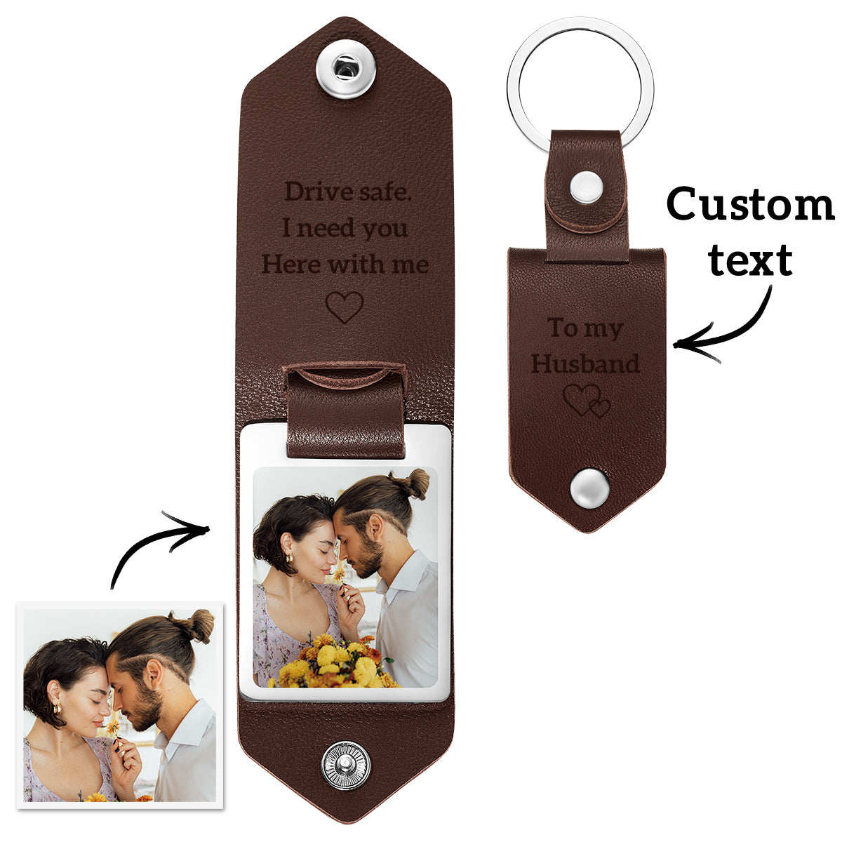 Drive Safe Keychain To My Soulmate Custom Leather Photo Text Keychain Mit Graviertem Text - 