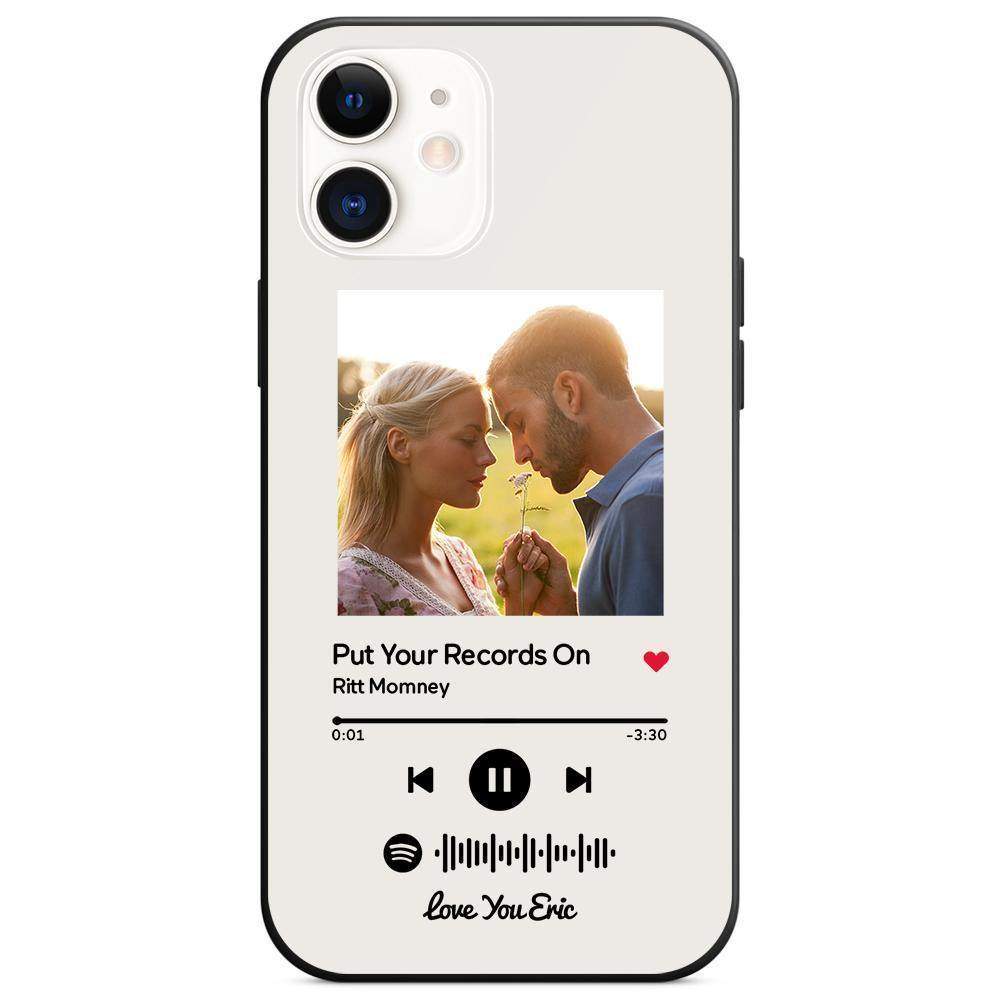 Benutzerdefinierte Spotify Code Musik iPhone Hülle Mit Text - Weiß - meinefotohandyhuelle