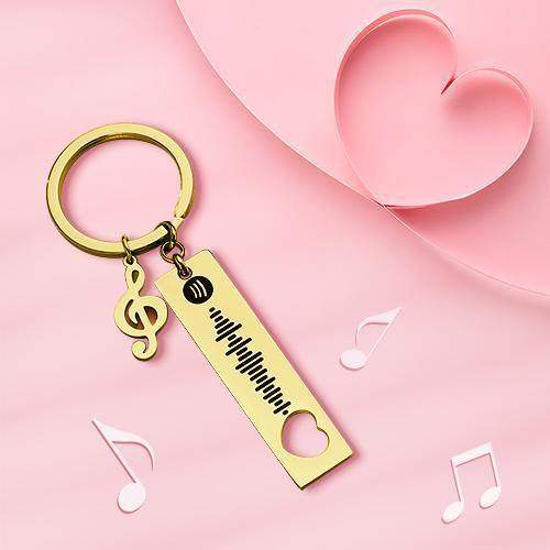Benutzerdefinierter Spotify Code Scannable Music Keychain mit Note Gold - meinefotohandyhuelle