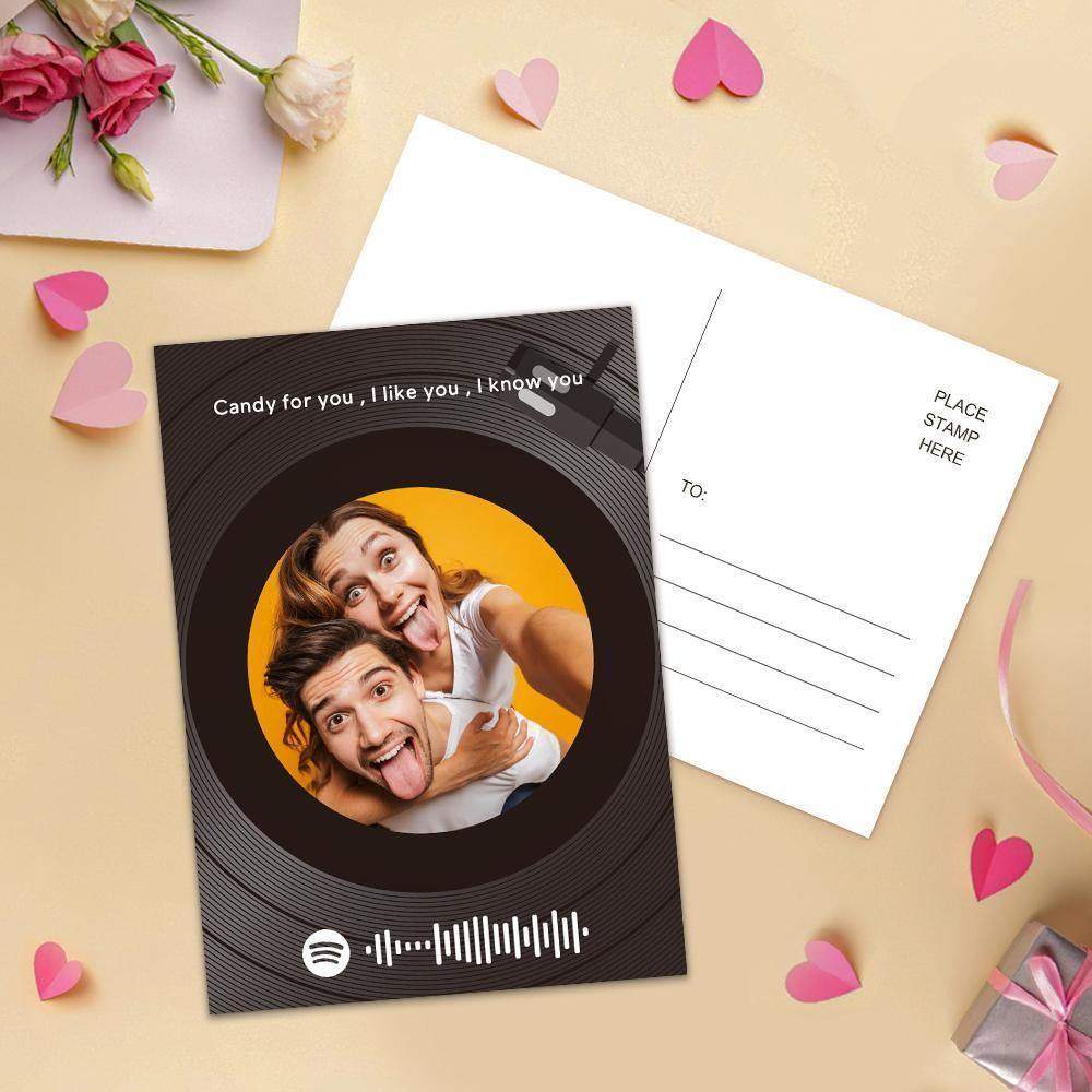 Benutzerdefinierte Spotify Code Musik Grußkarten Vinyl Record Style geformte scannbare Geschenkkarten - meinefotohandyhuelle