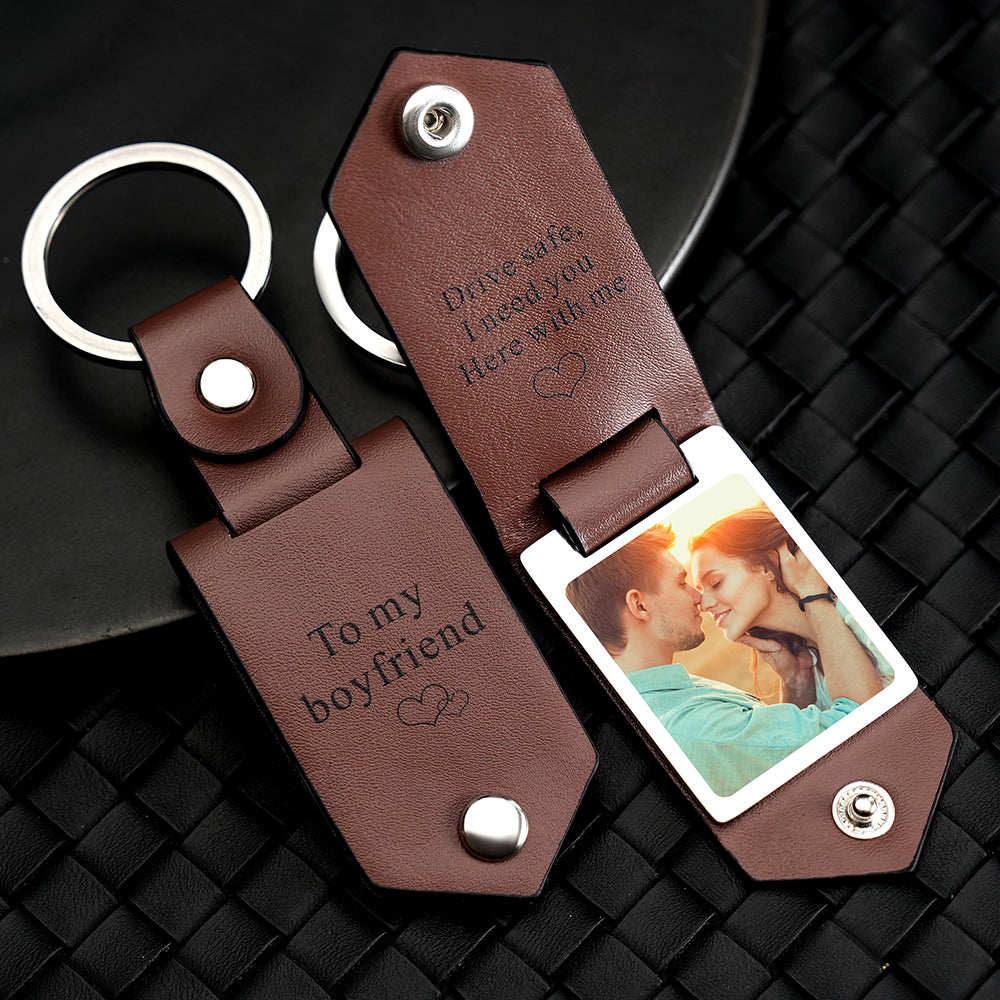 Drive Safe Keychain To My Soulmate Custom Leather Photo Text Keychain Mit Graviertem Text - 