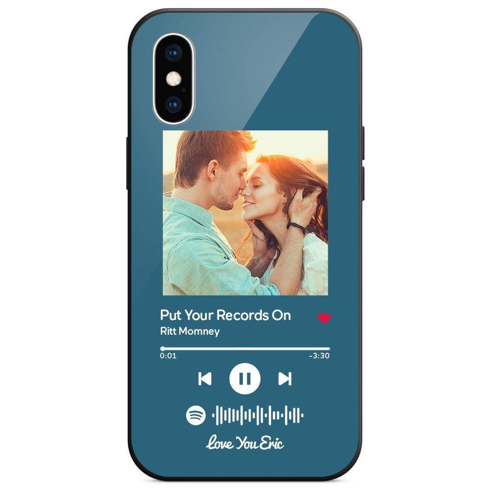 Benutzerdefinierte Spotify Code Musik iPhone Hülle Mit Text - Blau - meinefotohandyhuelle