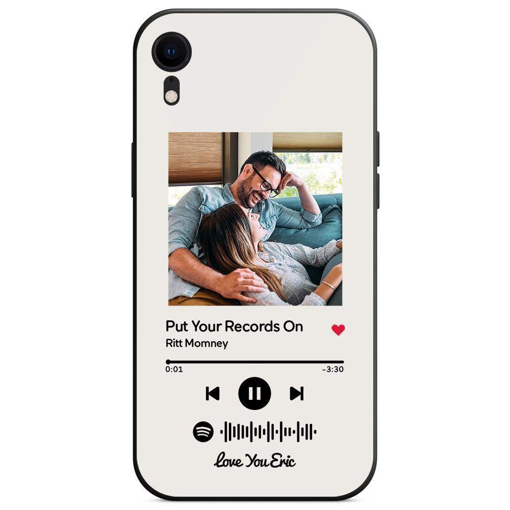 Benutzerdefinierte Spotify Code Musik iPhone Hülle Mit Text - Weiß - meinefotohandyhuelle