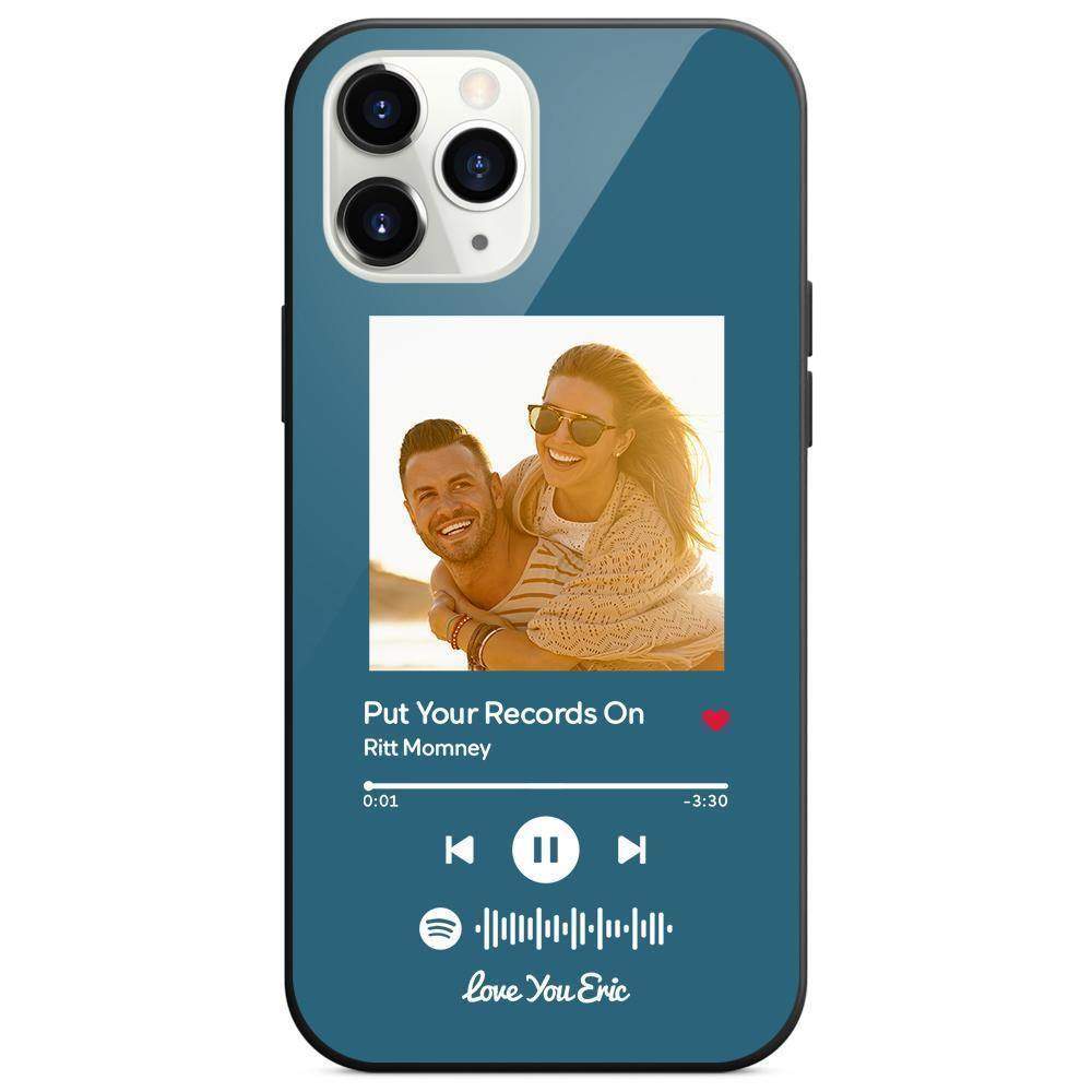 Benutzerdefinierte Spotify Code Musik iPhone Hülle Mit Text - Blau - meinefotohandyhuelle