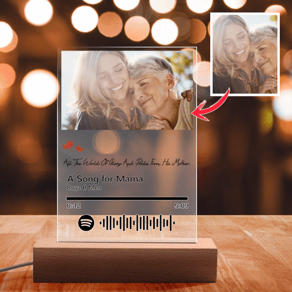 Benutzerdefinierte Spotify Glass Night Light Scanable Code Music Plaque Geschenke für Mama