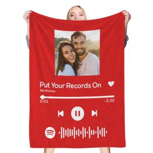 Benutzerdefinierte Spotify Code Musik Decke Personalisierte Foto Fleece Decken Weiß