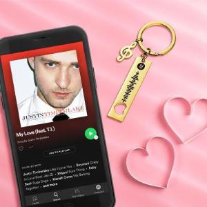 Benutzerdefinierter Spotify Code Scannable Music Keychain mit Note Gold