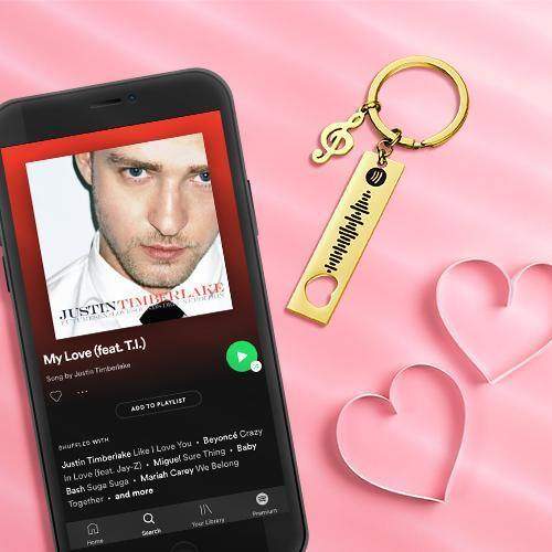 Benutzerdefinierter Spotify Code Scannable Music Keychain mit Note Gold - meinefotohandyhuelle