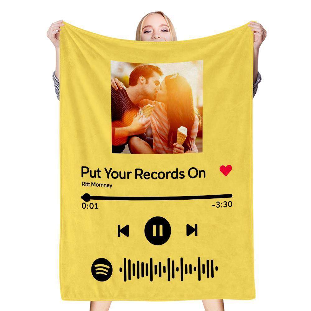 Scannable Spotify Music Code Blanket Personalized Photo blanket Blanket - myspotifyplaque