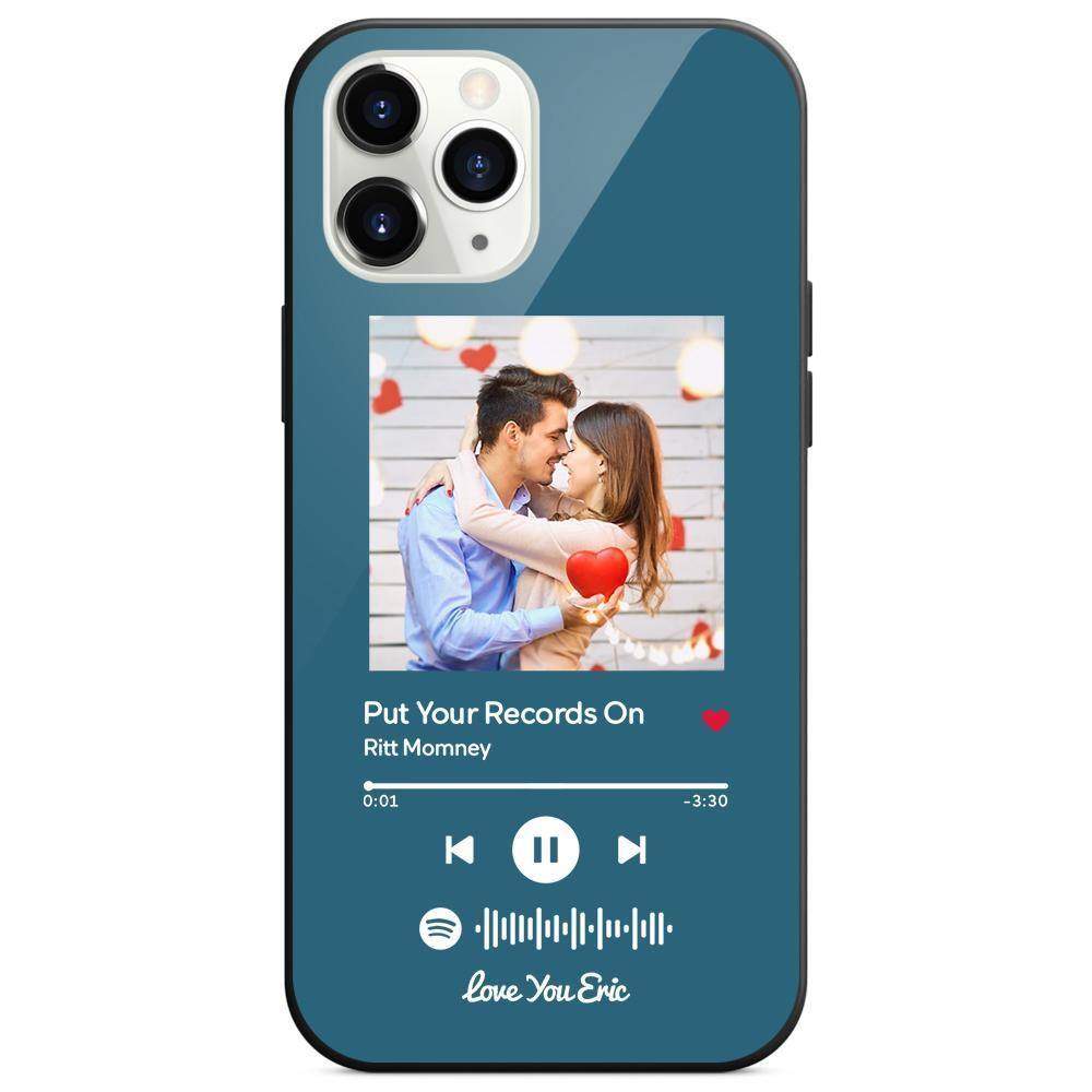 Benutzerdefinierte Spotify Code Musik iPhone Hülle Mit Text - Blau - meinefotohandyhuelle