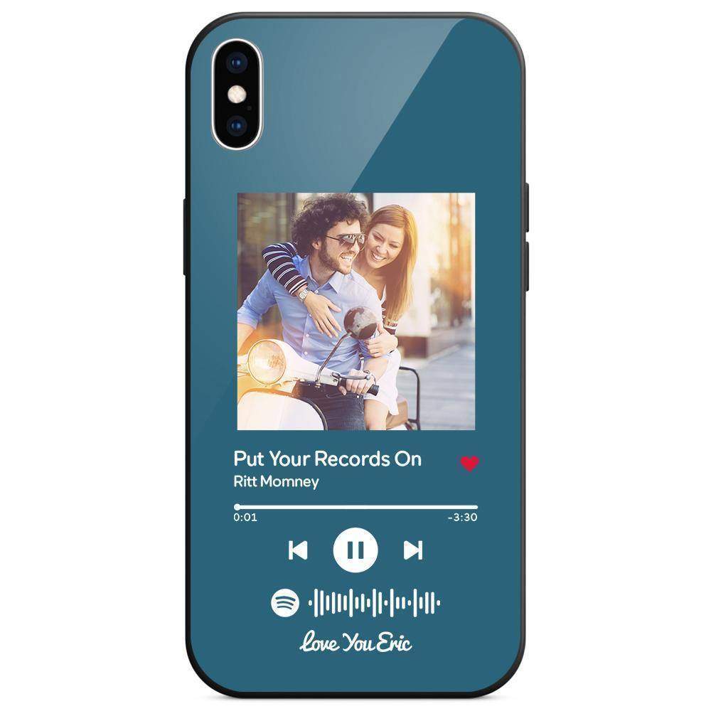 Benutzerdefinierte Spotify Code Musik iPhone Hülle Mit Text - Blau - meinefotohandyhuelle