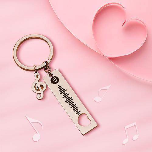 Benutzerdefinierter Spotify Code Scannable Music Keychain mit Note Gold - meinefotohandyhuelle